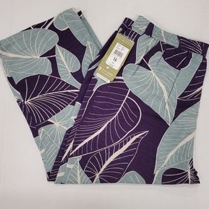 NWT ERIN LONDON SZ 16 SILK LEAF PANTS CAPRI